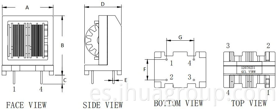 ET24 Core de ferrita Modo común Inductor de energía de la bobina de cobre para el control electrónico